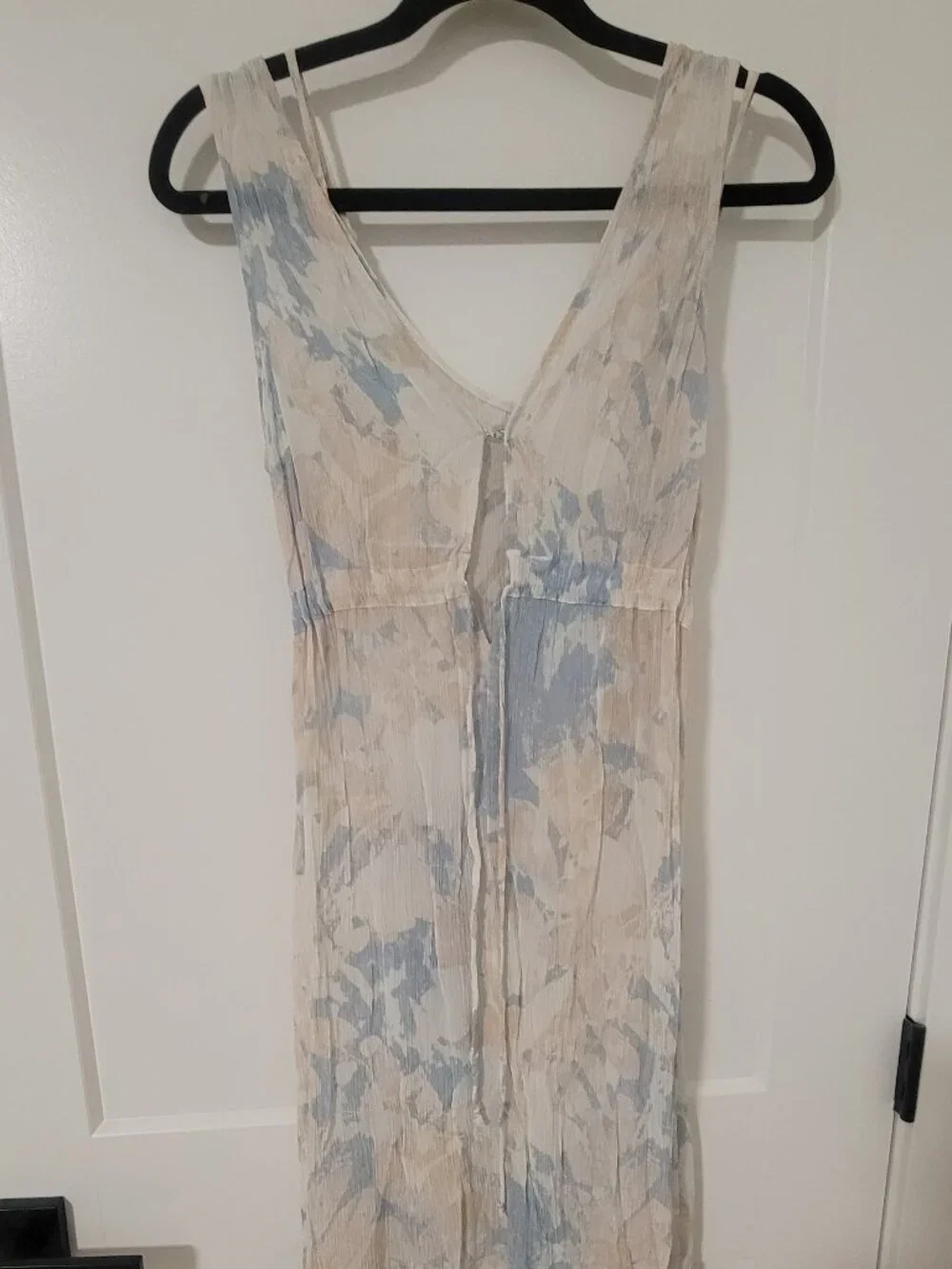 Sam & Lavi Blue & Cream Midi Dress - Size M - Picture 2 of 9